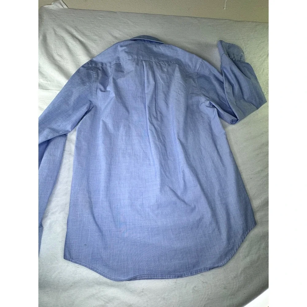 Ralph‎ Lauren Button Down Shirt Kids L Blue Crest Logo Long Sleeve